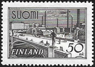 1942 M-30 Tampere 50 mk ruskeanharmaa ** Lape 259 d SP Lm6