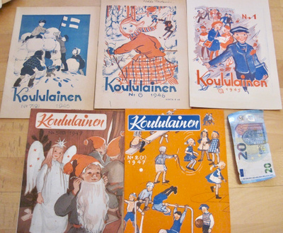 5 VANHAA Lehteä Koululainen 1945-1947 Kansi +Kuvitus Sign MK
