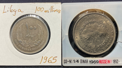 Libya 1965 & Jordan 1969 Cu/Ni kolikot