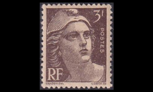 Ranska 689 ** Marianne 3 Fr tummanruskea (1945)