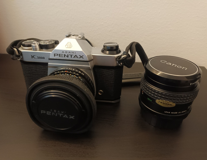 Asahi Pentax K1000 & Focal MC Auto 28mm 2.8mm objektiivi