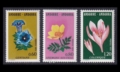 Andorra Fr 266-8 ** Kukkia (1975)