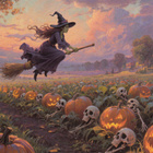 Halloween pelto täynnä kurpitsoita ja pääkalloja - pikkukuva 1