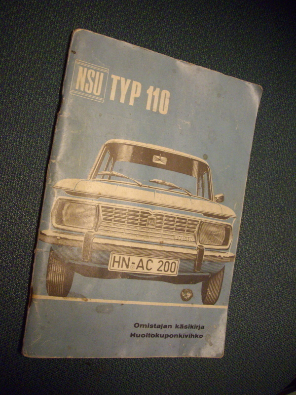 NSU TYP 110 Omistajan käsikirja - huoltokuponkivihko