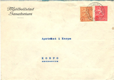 FIRMAK. MJÖLBOLLSTAD SANATORIUM -KORPO APTEEKARI LLE