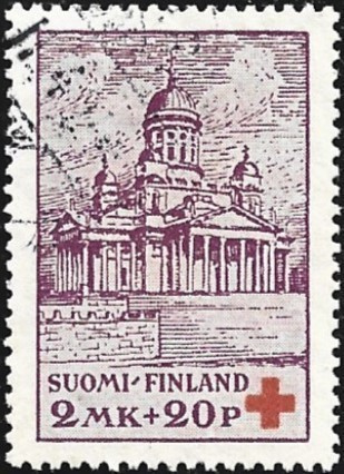 1932 Punainen Risti 2 mk + 20 p leimattu LaPe 174