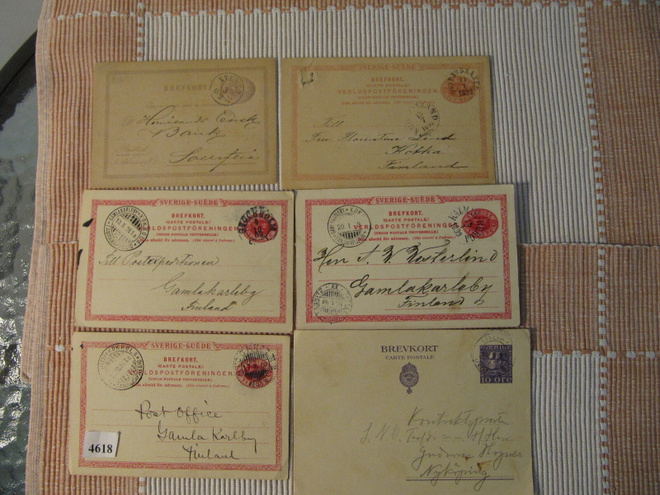 Ruotsin vanhoja postikortteja 6 kpl.1877-1900