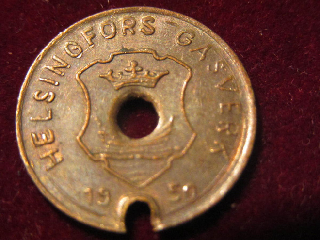 Helsingin kaasulaitos 1950. Kaasupoletti-Gas token