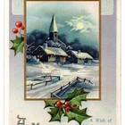 ANTIIKKIKORTTI / Kirkko ja talot kuutamossa - taulu. 1900-l. - pikkukuva 2