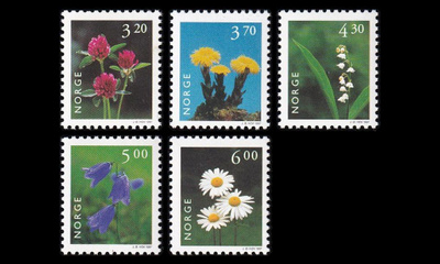 Norja 1230-4 ** Käyttösarja kukkia (1997)