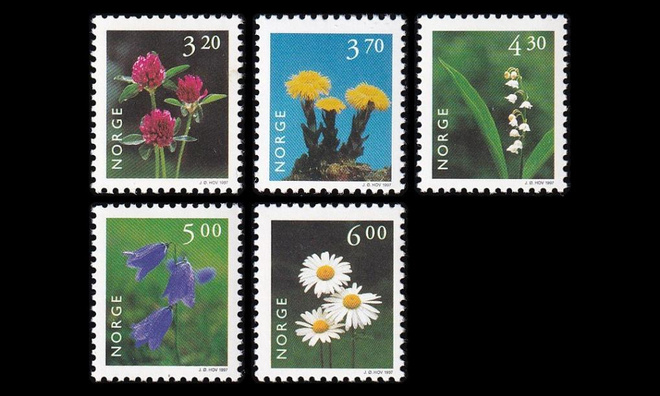 Norja 1230-4 ** Käyttösarja kukkia (1997)