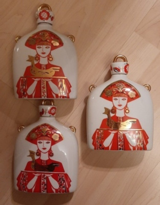 3x LFZ USSR Lomonosov pullo kannu + snapsilasit