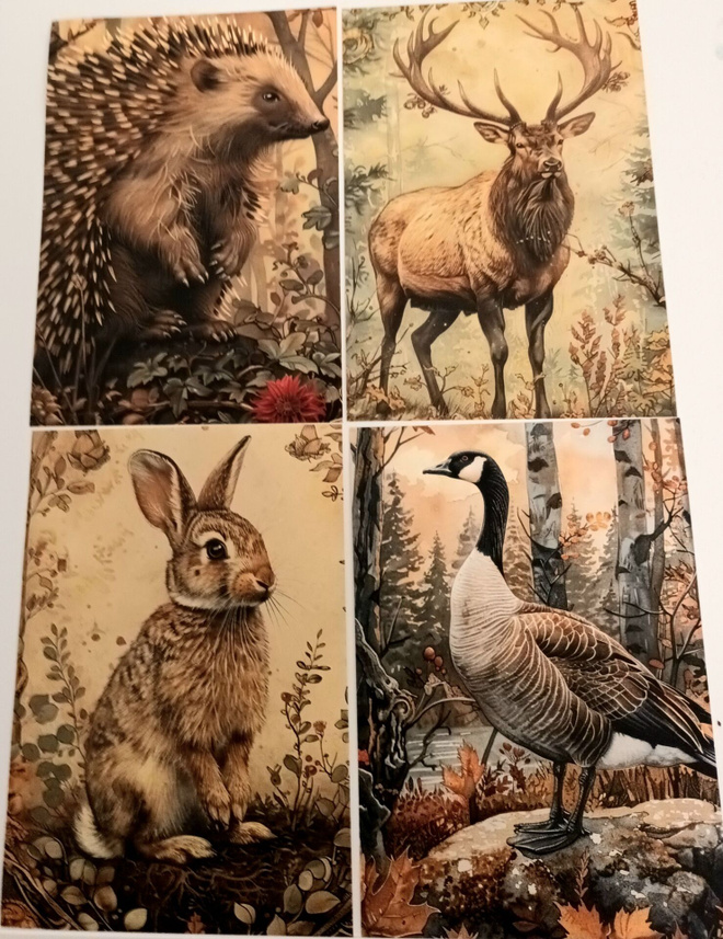 Korttikuvat ELÄIMET / 4 kpl -setti / A6