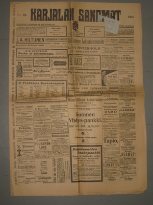 Sanomalehti  Karjalan Sanomat 29.7.1911