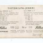 Purkkakuva Hellas TIETOKILPA-JENKKI n:o 115 URHEILU - pikkukuva 2