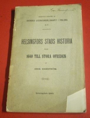 Erik Ehrström : Helsingfors stads historia 1890