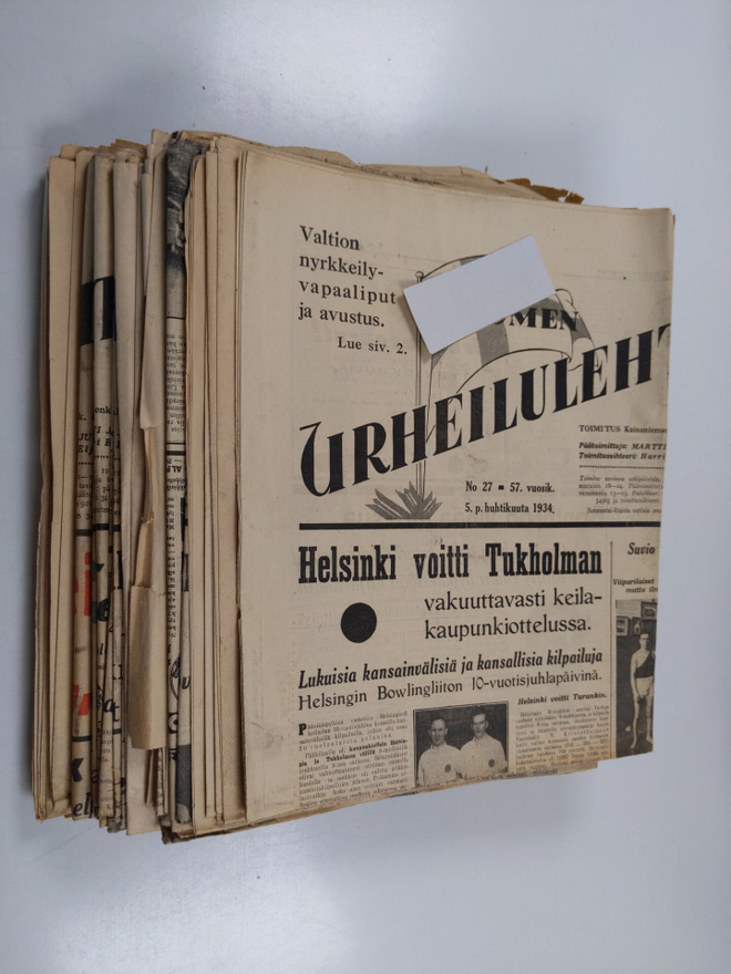 Suomen urheilulehti 1934 No 27-32, 34-50 ,52-64