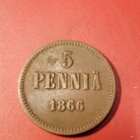 * 5  penniä  *1866  Copper/Kupari *Aleksanteri II - pikkukuva 1