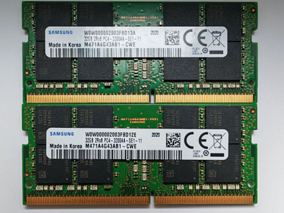2 x Samsung 32GB SODIMM DDR4 RAM
