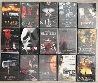 22 käytettyä sekä avaamatonta DVD-levyjä