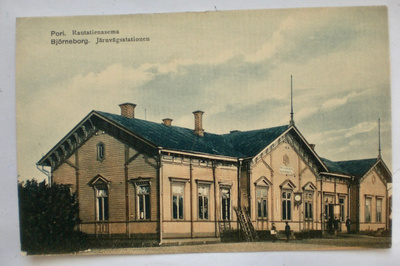 VANHA Postikortti Rautatie Asema Pori 1900-l