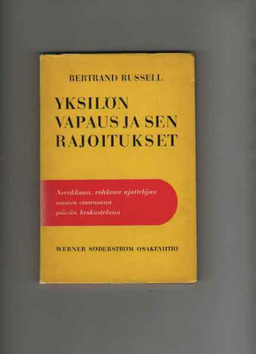 Russell,Bertrand: Yksilön vapaus ja sen rajoitukset,1949,nid
