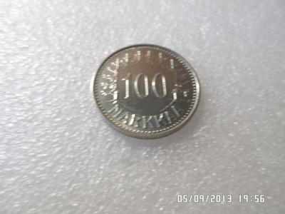 100 mk 1959 Hopeaa Kulkematon lyöntikiiltoinen Kl 9-10
