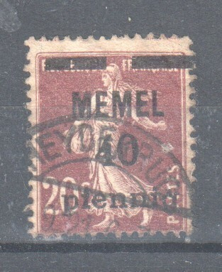 Saksa  Mmemel 1920 Mi 22  leimattuna