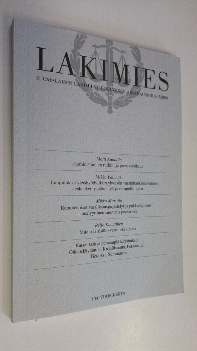Lakimies 5/2006 : Suomalaisen lakimiesyhdistyksen aikakau...