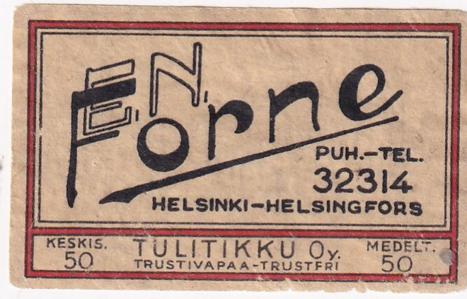 Helsinki, E. N. Forne , Tulitikku Oy      s24
