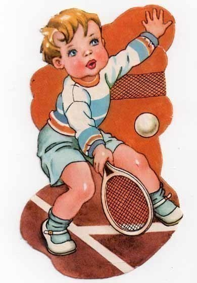 PZB 1291 / Poika pelaa tennistä. ISO kuva! 1940-50-l.