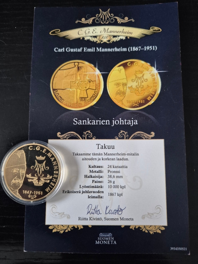 Suomen Moneta C. G. E. Mannerheim mitali