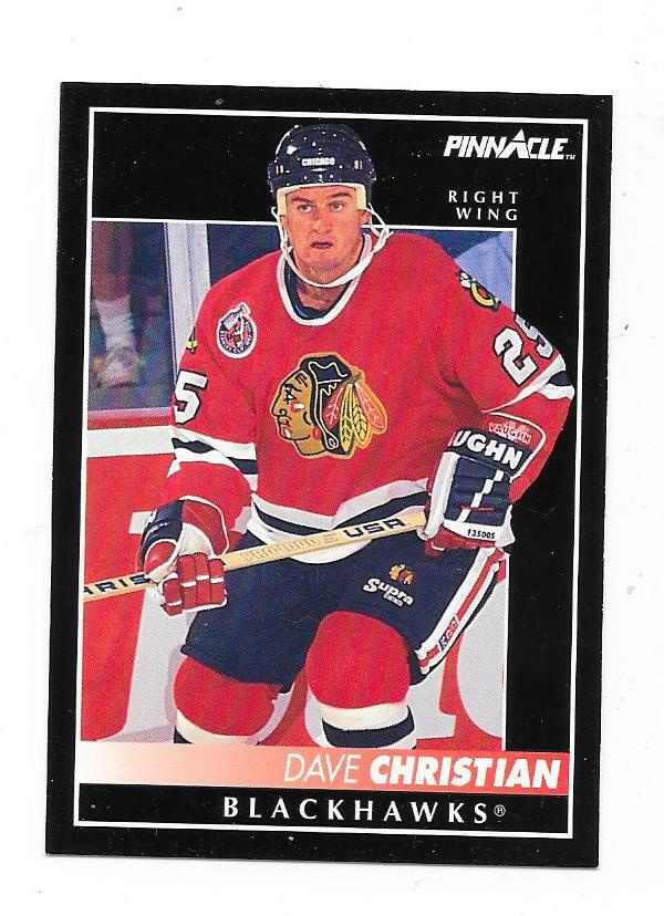 1992-93 Pinnacle #193 Dave Christian Chicago Blackhawks
