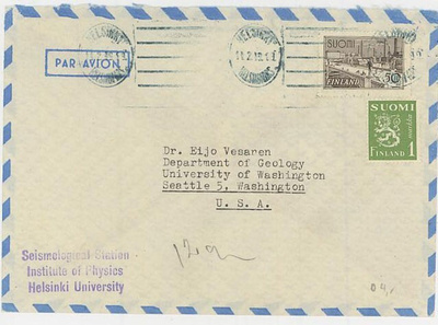 M30 1949 lentokirje USAhan