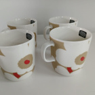 Marimekko Unikko muki 4 dl terra-valkoinen-punainen 4kpl - pikkukuva 3