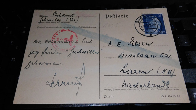 Natsi saksa hitler kortti kemiallinen sensuuri 1942 26/6