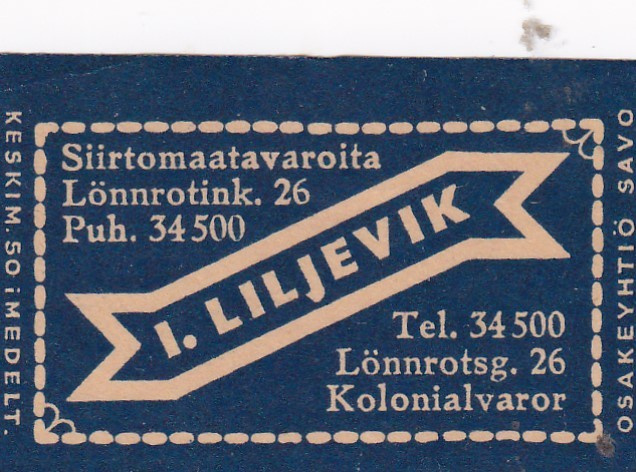 Helsinki, I. Liljevik, Lönnrotink,. 26    3/5