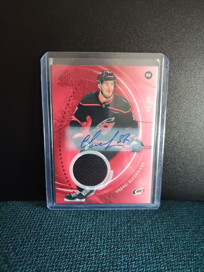 Andrei Svechnikov 25-26 UD SP Game Used Red Autograph Jersey