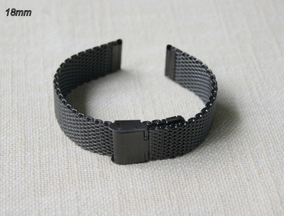 18mm Mesh rannekellon teräsranneke - musta