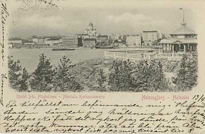 Näköala Korkeasaarelta 1902 kortti Ruotsiin
