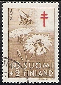 1954 TUB merkki Kimalainen 10 + 2 mk leimattu LaPe 434