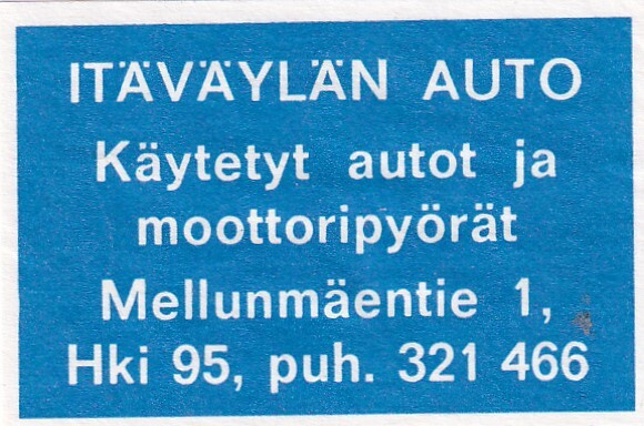 Helsinki, Itäväylän Auto. Mellunmäentie 1,  s70