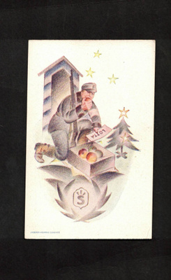 Sotilaspostikortti, Suojeluskunta, sotilas, joululahja