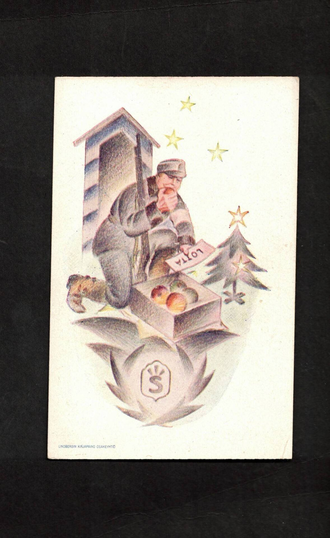 Sotilaspostikortti, Suojeluskunta, sotilas, joululahja