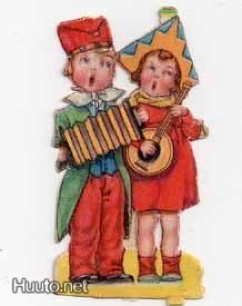 ILLERT / Haitaria soittava poika ja laulava tyttö. 1930-l.