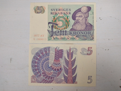 SWEDEN 5 KRONOR 1977 UNC  (K15-S112)