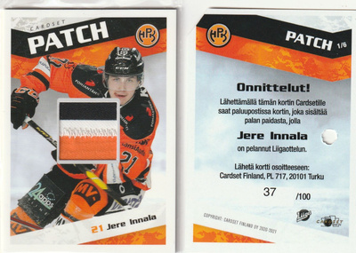 Jere Innala HPK PATCH  Cardset 2020-21