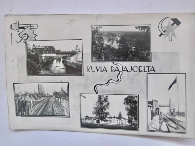 VANHA Postikortti Rajajoki Rautatie Asema Juna ym 1920-l