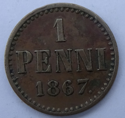 1867 1 penni tyyppi I kl6