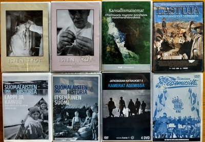 SUOMALAISIA VANHOJA FILMEJÄ/DOKUMENTTEJA YM. 8 kpl DVDnä